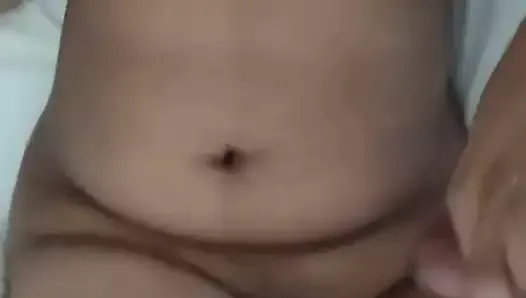 Chubby cumshot on boobs...