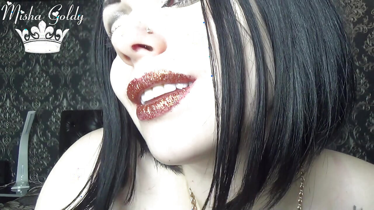 Verführung mit goldenen lippen