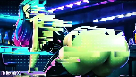 Hot LATINA Babes Share a Big Cock at the Cyberpunk Bar - Double Blowjob & Anal (4K AI Animated)