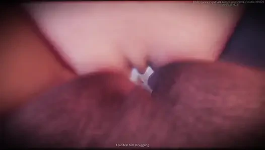 B032 seorang pria diciut oleh dua wanita cantik dan digunakan sebagai dildo dan piston. Pria ini ditelan sampai dicrot di dalam