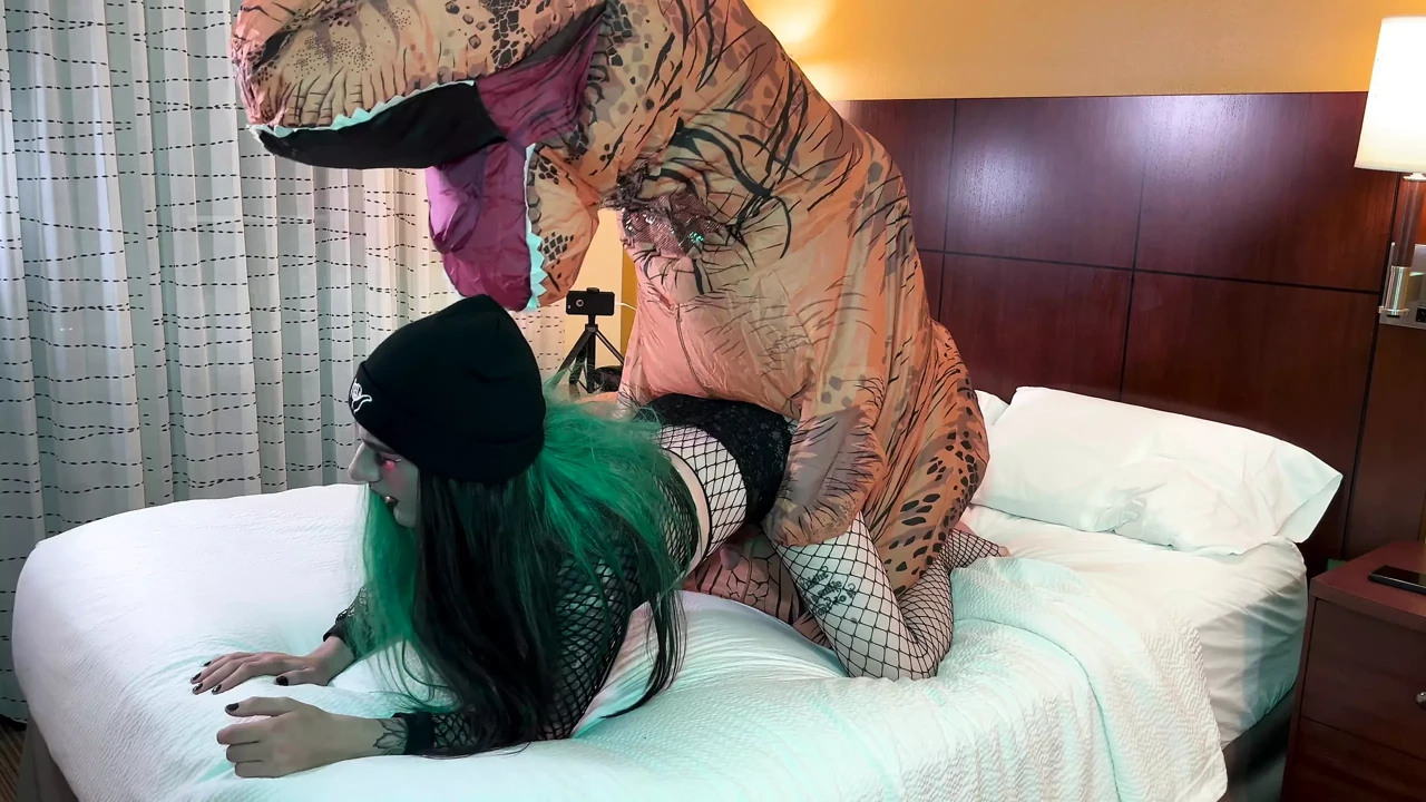 Dinosaur Fucks Hot Goth Trans Babe