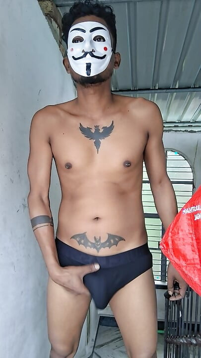 Open cock black briefs Desi solo