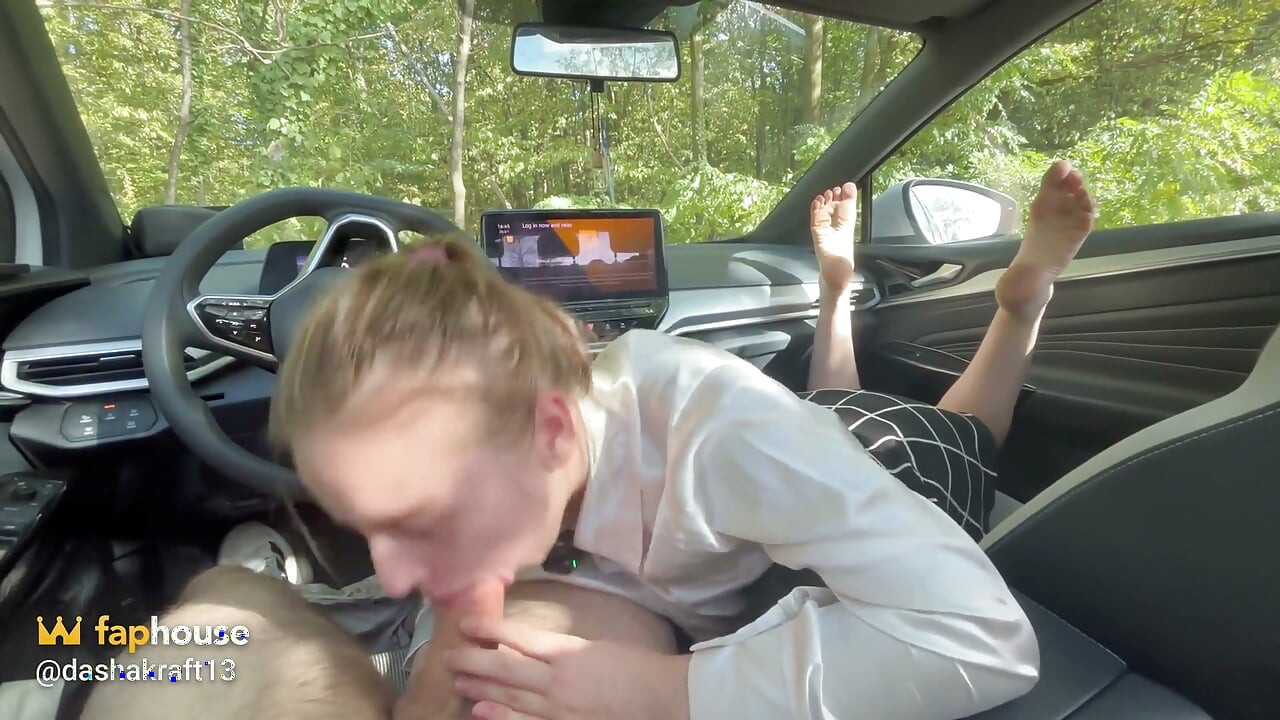 Schoolgirl Footjob in the Car