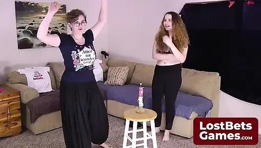 Strip Reacharound with horny babes Roxy and Gracie