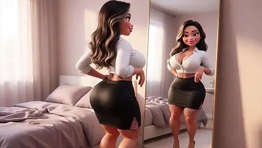 Brunette menggairahkan telanjang di mal mewah dan twerks pantat besarnya di keempat di depan umum (AI dihasilkan)