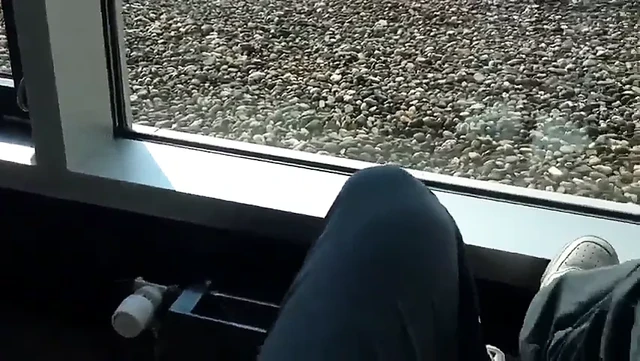 Pissing and Huge Cumshot at the Airport