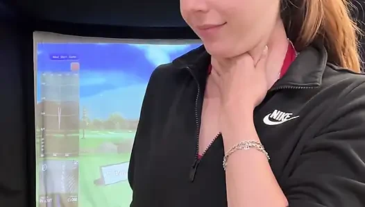Trying to Golf in a Simulator with My Lush in! Trying Not to Cum While I Swing!