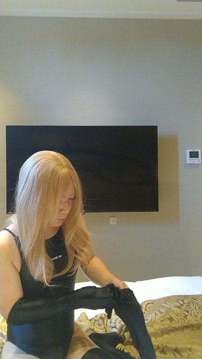 A blonde cross-dressing boy masturbated in a swimsuit | Clip 2