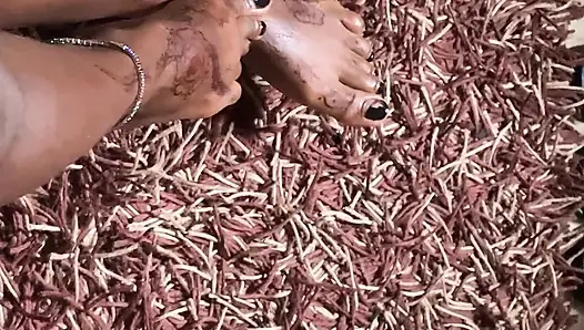 Hot ebony babe foot massage section