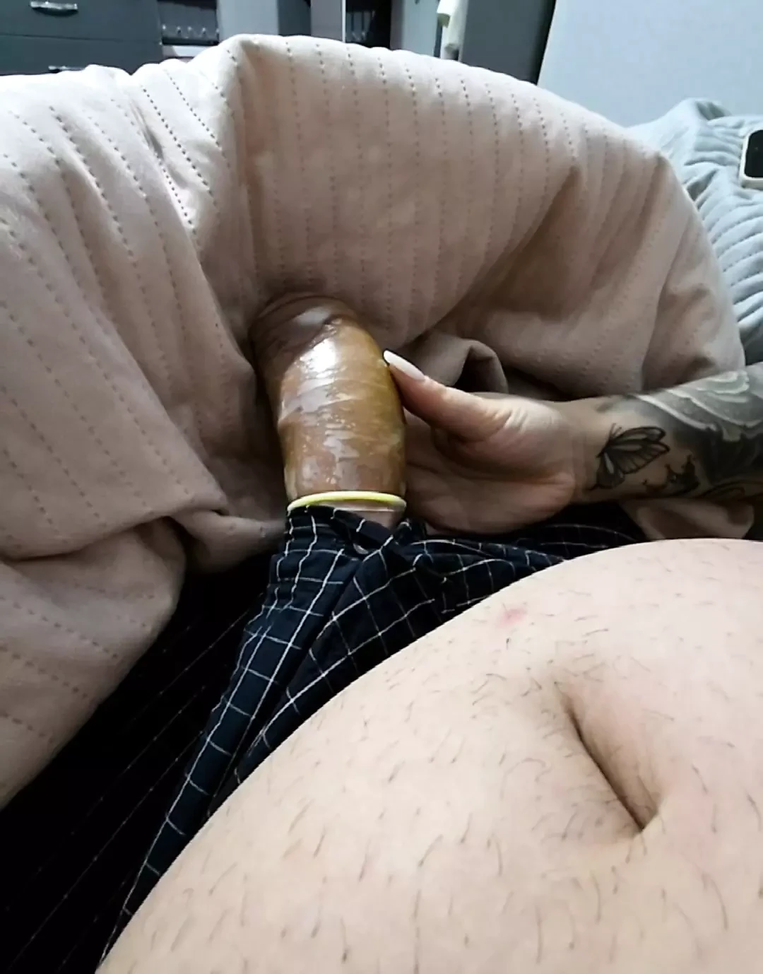 Step mom hand can't handle son 9 inch of dick without handjob