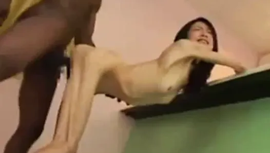 J- Anorexic Girl Fucked by Black Cock