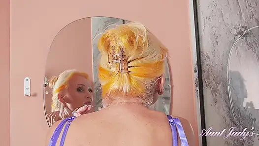 AuntJudys - Petite Blonde MILF Foxy Masturbates in the Shower
