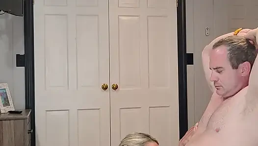 Wife dances and strips for husband then fucks him