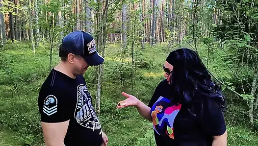 A hot mom and a young guy had a wild adventure in the woods. They had a great time together, and everyone got what they wanted.