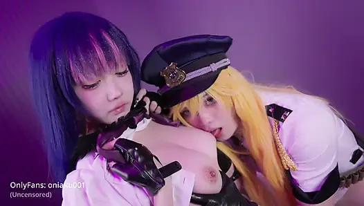 Panty&Stocking-Cute girl Aku and femboy Aroma cosplay Stocking & Panty blowjob & sex