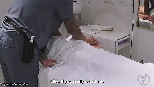 Real Massage Therapist Gets Sucked and Fucked by Fit Blonde Client