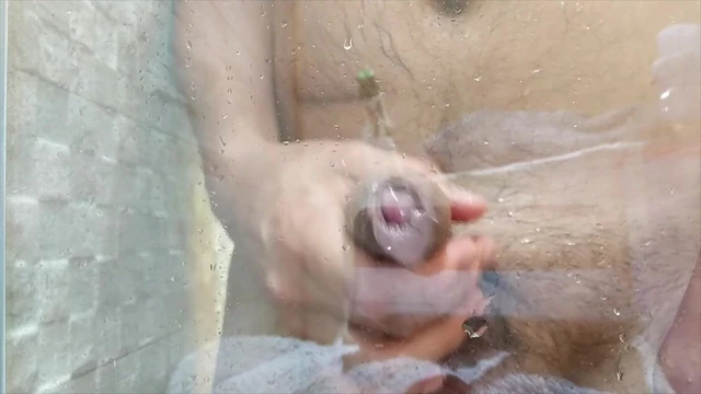 Shower Masterbation - Cum on glass door