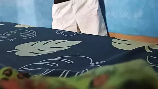 Teenage girl masturbating in the corner of the room