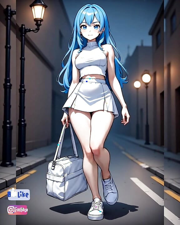 สาวผมสีฟ้าเต้น