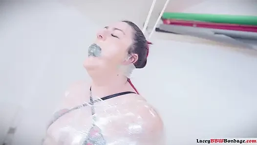 Lacey's Saran Wrap Enigma: Bound for Intense Pleasure