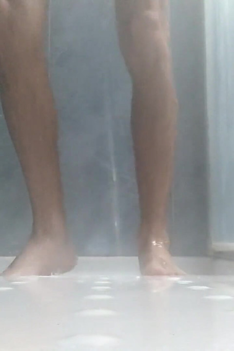 Would You Like to Cum on My Feet? Bath Them with Your Sperm Please! Sexy Feet Boy Play in the Shower