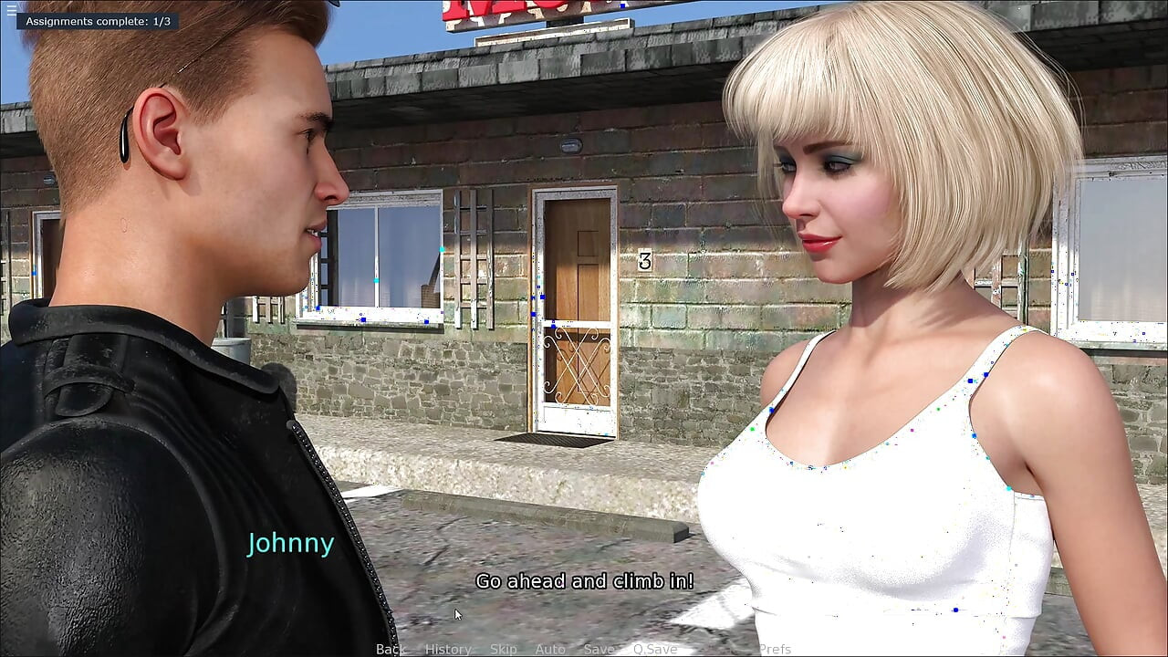 Sexy vreemd meisje dat Johnny's enorme pik in de auto zuigt