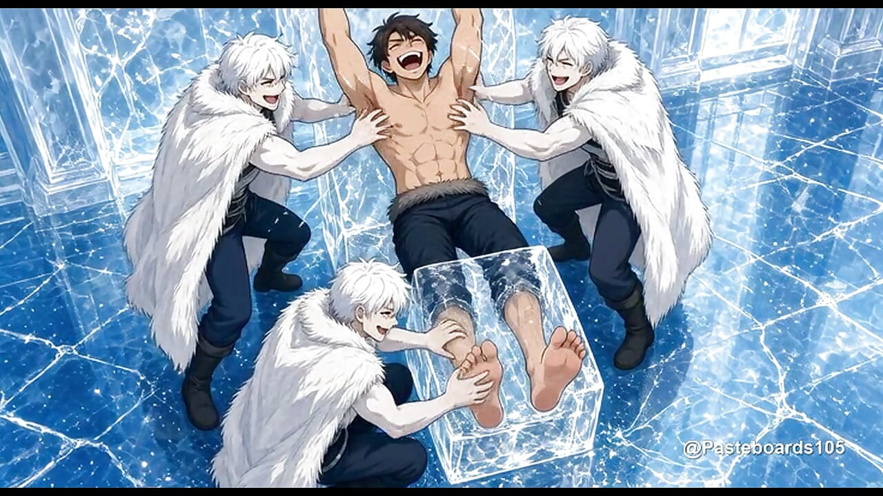 Im Eispalast in die Wand gefroren, kitzeln Frostprinzen seine Achselhöhlen und Fußsohlen (2D Anime)