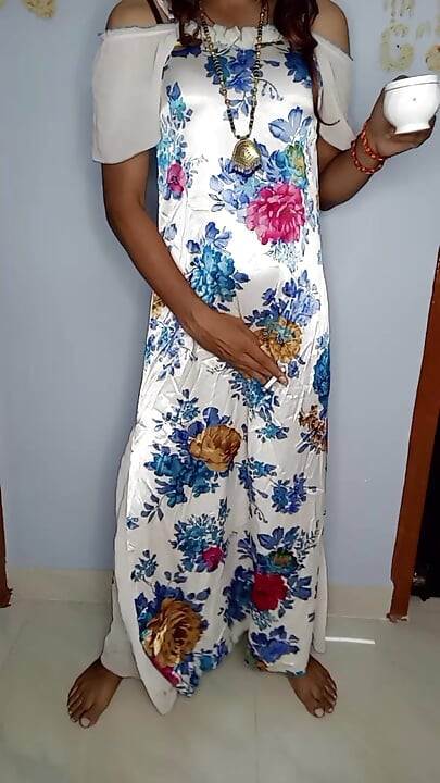 stepmom sexy satin gown and bra panty