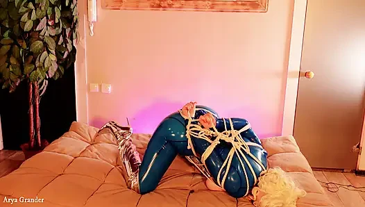 Latex bondage submissive MILF wearing gag kinky escape