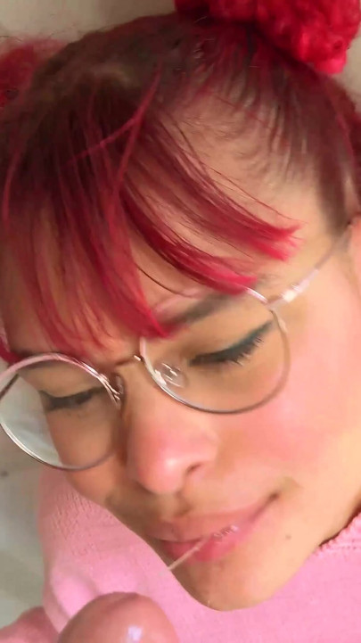 Petite Redhead Latina Teen Sloppy Sucks Big White Cock POV In Amateur Fuck | Clip 1