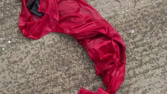 clean shoes on red dress