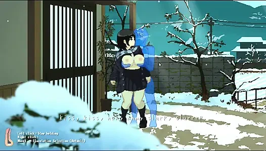 Hentai game - cewek dengan toket besar ini dientot habis-habisan di cuaca yang dingin