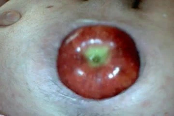 Anal Apple gaping arse fisting fruit butt plug