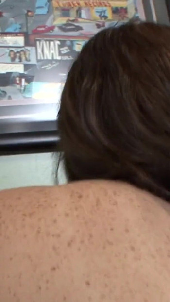 Emotional moment from "Brunette with amazing ass rides her step dad's cock"