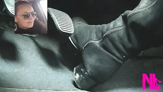 Driving Fast in Black Suede Knee High Boots