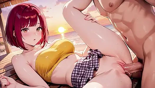 Bu kızıl saçlı hentai hatun gün batımında ne kadar derine alıyor bilemezsin