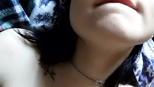 Daytime cute home striptease, and gentle masturbation with orgasm. Close-up