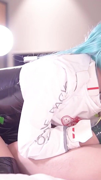 Spectacular moment from "Creampie in Leggings, Hatsune Miku Race queen cosplayer, hentai japanese shemale cosplay 6"