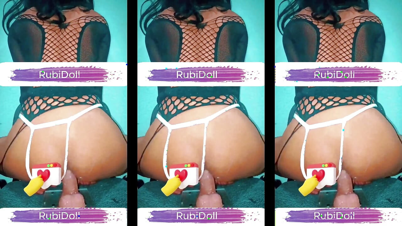 Rubidoll penetrates her small pussy with a BBC dildo