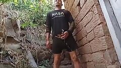NASA scientist pissing on outside of British old house