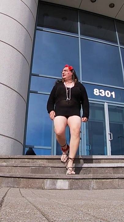 Stunning moment from "Horny CD is outdoors such a sissy wearing heels and Mini skirt in public. no shame at all"