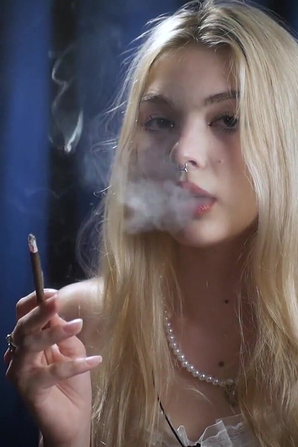 Blonde Babe Is Smoking All White Cigarette