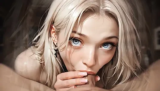Horny Blonde Girl Sucking Her Boyfriend's Hard Cock In The House Room With Intense Moans Deep Blowjob Deep Throat Sucking