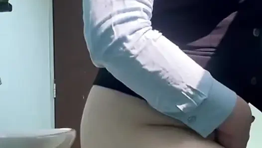 Beautiful big ass secretary in thong takes off all her uniform and masturbates in the office until she comes