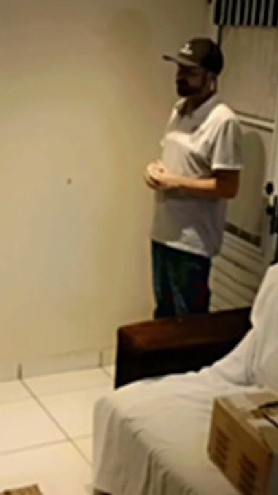 Married receives delivery man only in panties | Clip 1