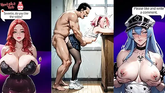 Hentai-zusammenstellung 2d mit heißer schlampe Sakura aus anime Naruto