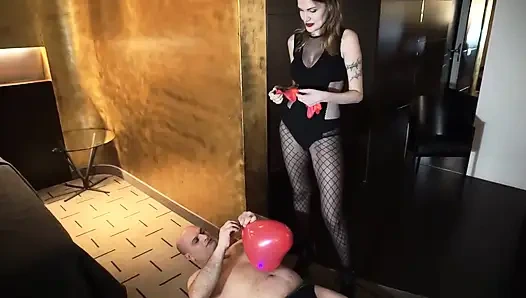 Trampling femdom chick punishing her slave