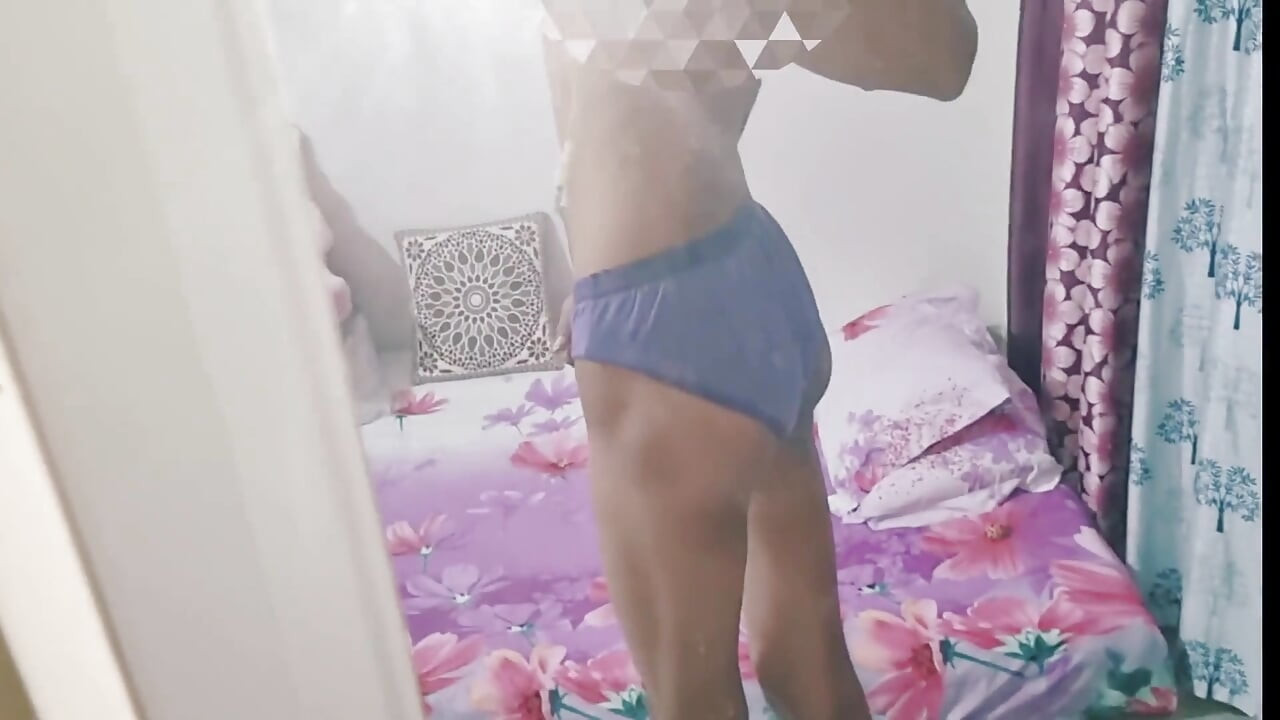 Horny Indian Teen Femboy Wearing His Stepmom's Cute Panties and Bra