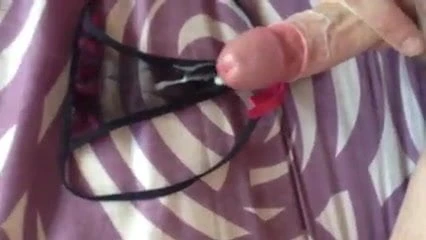 Middleaged man cumming in thongs 4