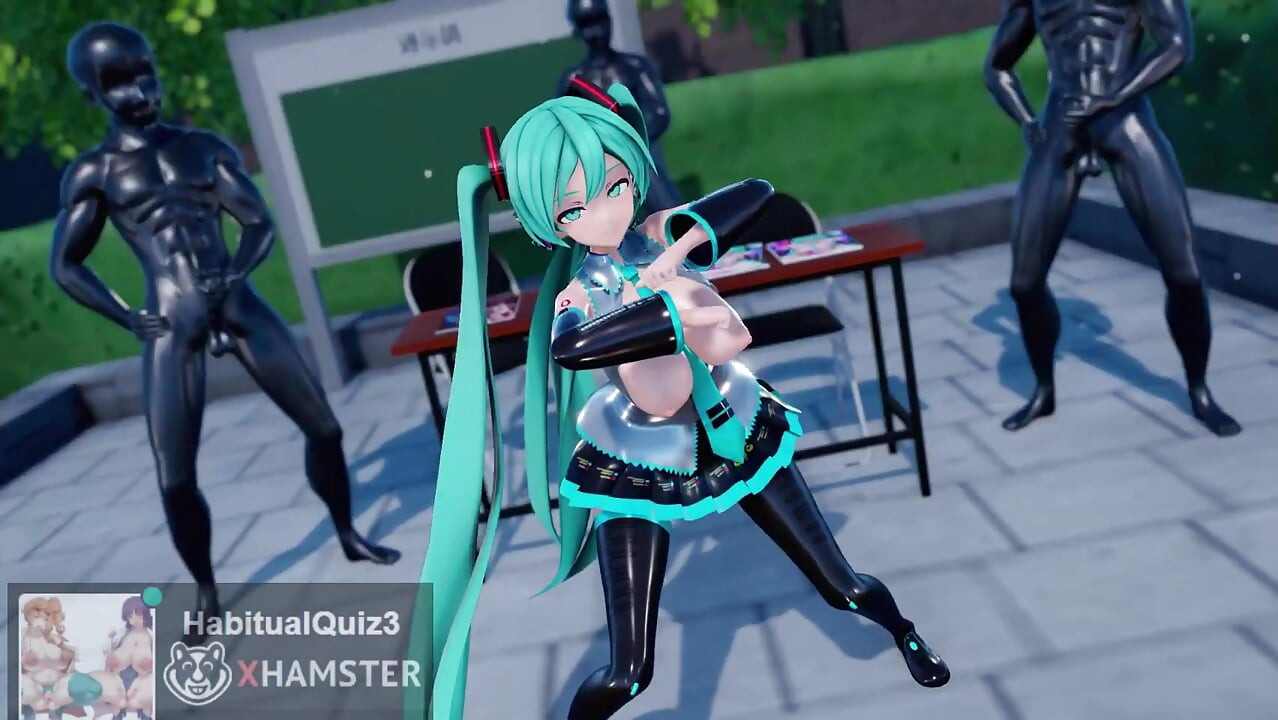 Mmd r18初音ミク、フェラチオしたい、大きな胸を。